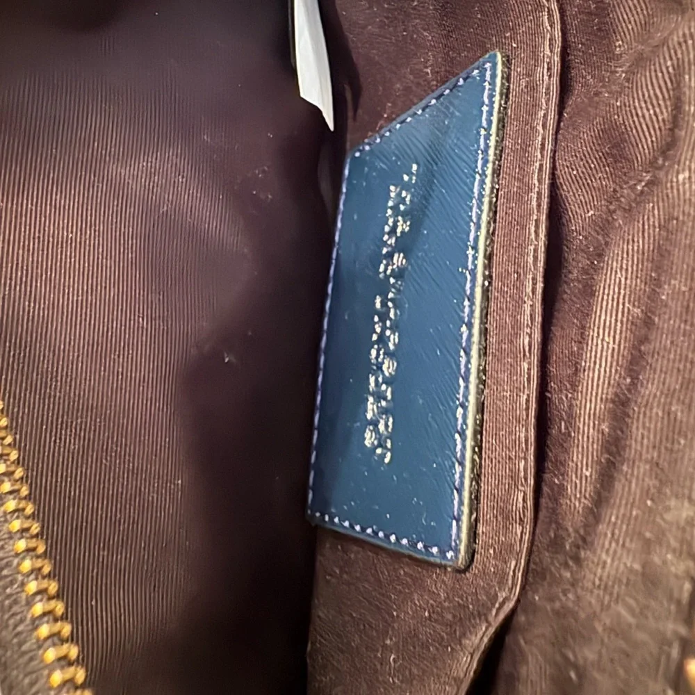 Marc Jacobs Navy and Cream Crossbody Camera Bag with Gold Hardware